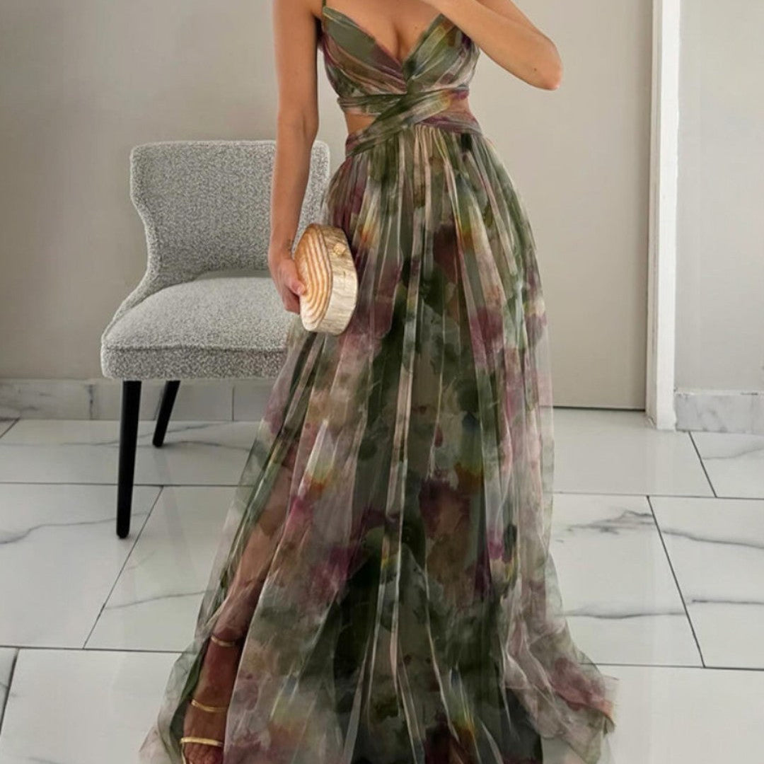 Éléonore | Vestido Longo Fluido Florido