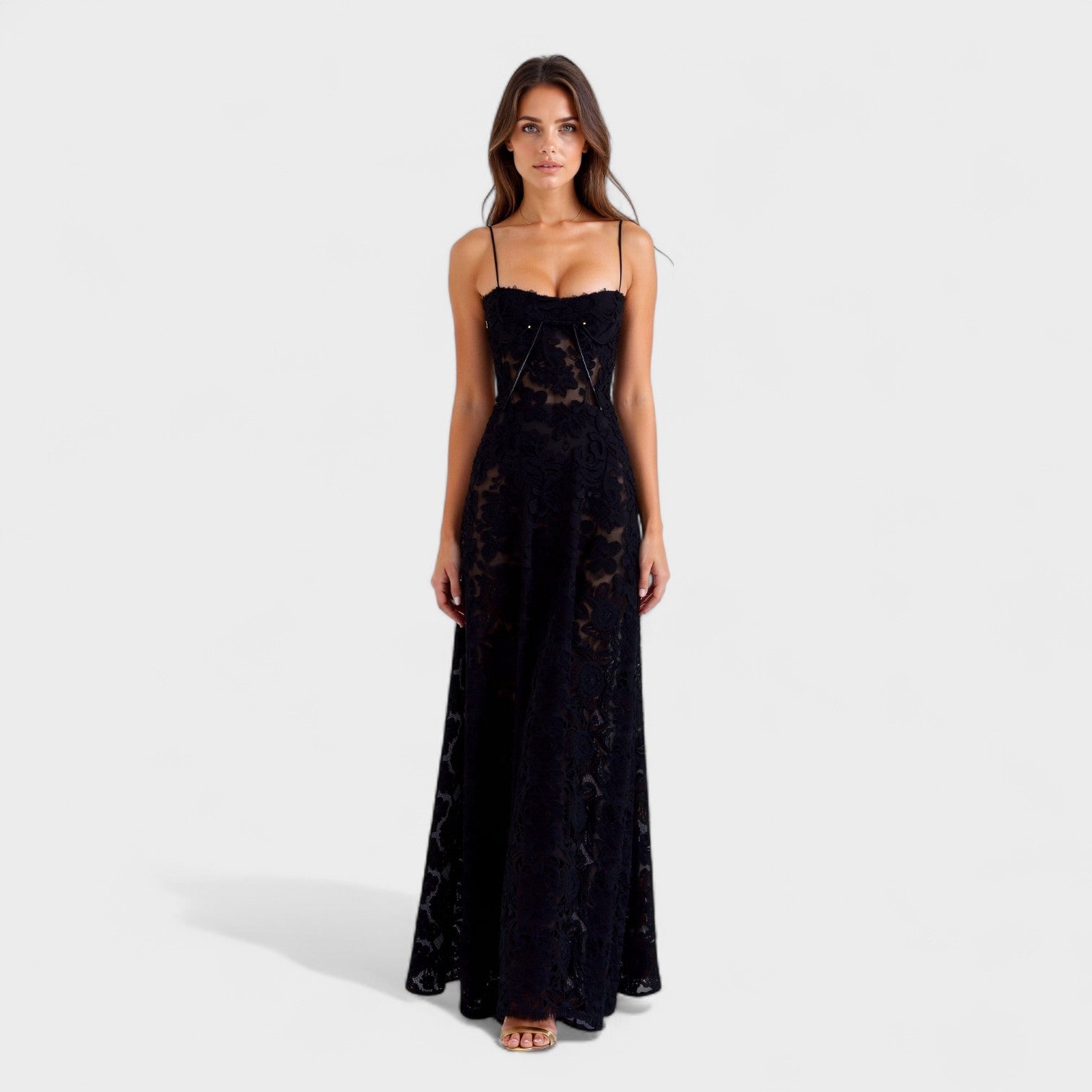 Verona - Vestido maxi em renda floral