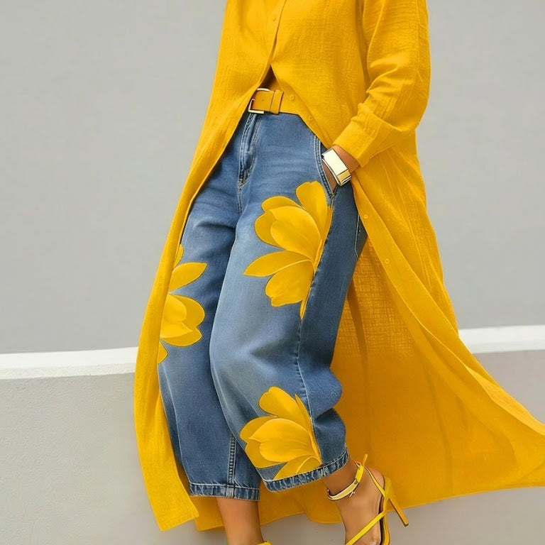 Marilou | Vestido de Linho & Conjunto de Denim Floral